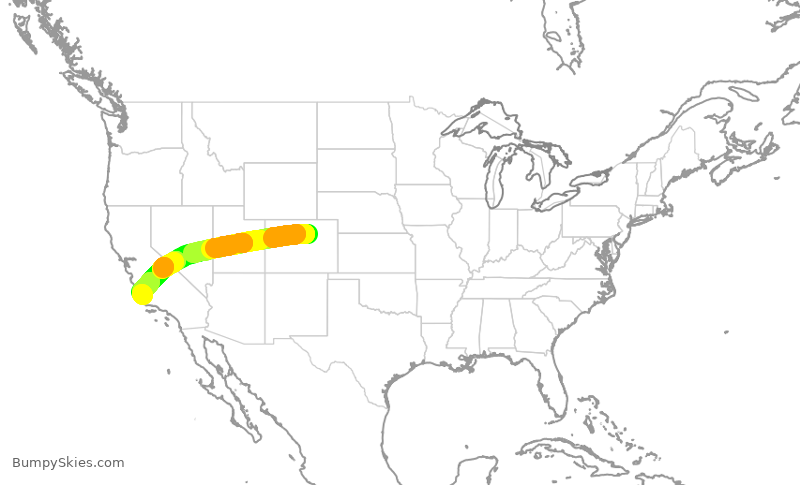 Turbulence forecast map for UAL2323, DEN to SBP