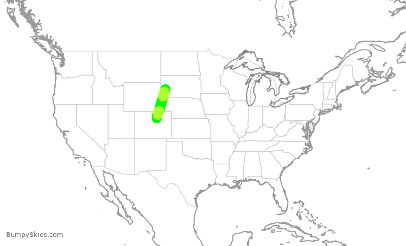 Turbulence forecast map for UAL2325, DEN to RAP