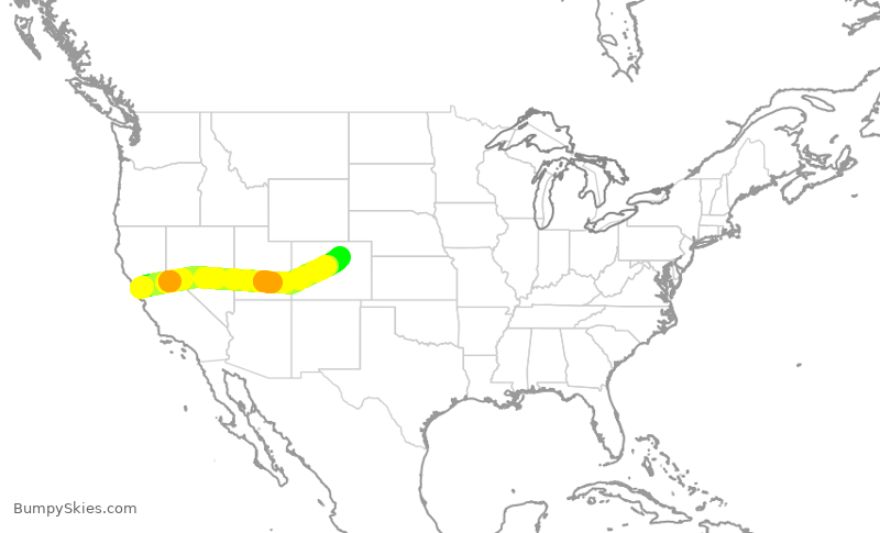 Turbulence forecast map for UAL2348, SFO to DEN