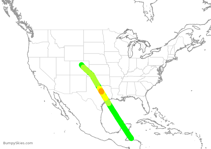Turbulence forecast map for UAL2351, HRO to DEN