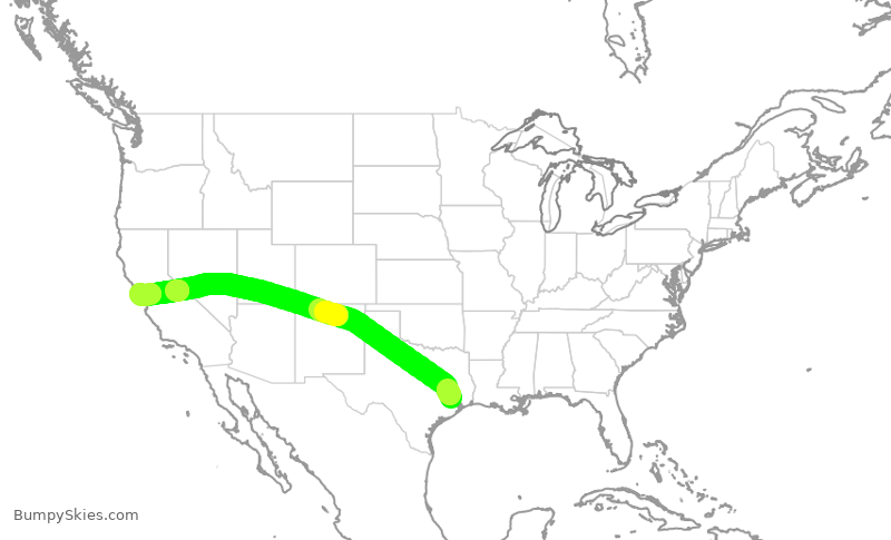 Turbulence forecast map for UAL2358, IAH to SFO