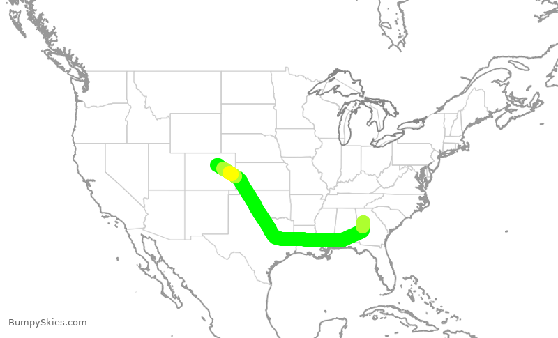 Turbulence forecast map for UAL235, ATL to DEN