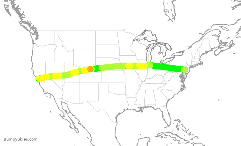 Turbulence forecast map for UAL2363, SFO to PHL