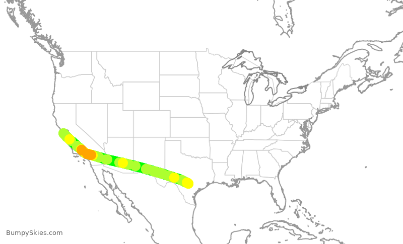 Turbulence forecast map for UAL2365, SFO to SAT