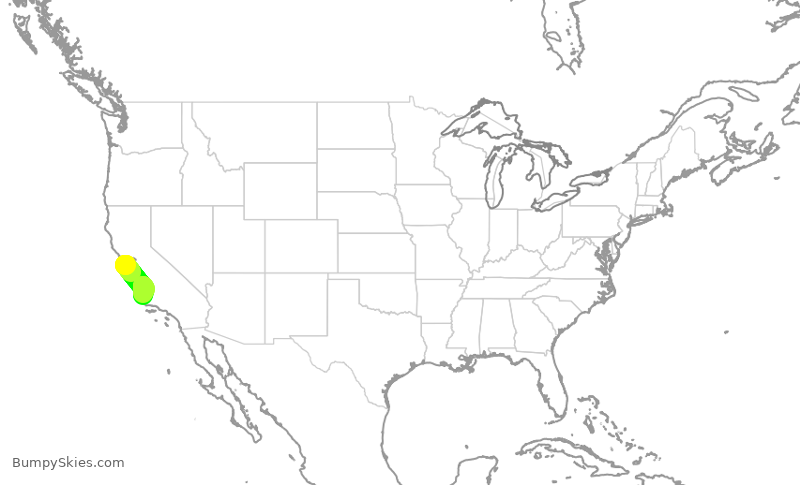 Turbulence forecast map for UAL2367, SFO to SBP