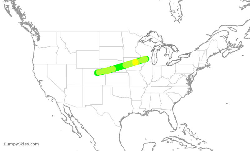 Turbulence forecast map for UAL2368, DEN to MSN