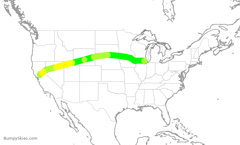 Turbulence forecast map for UAL2369, ORD to SMF