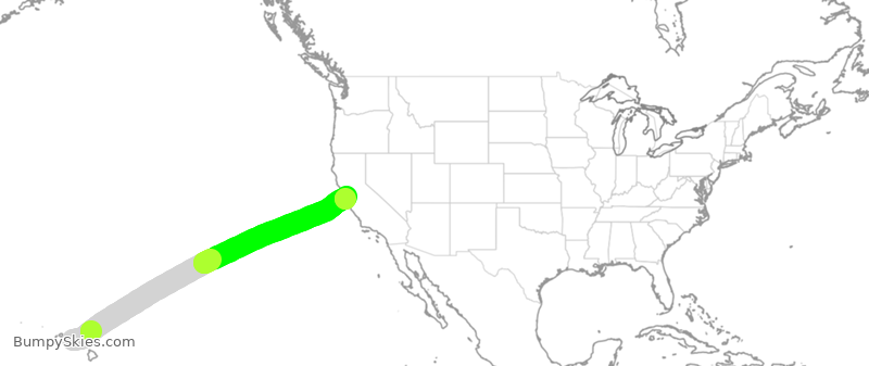 Turbulence forecast map for UAL236, HNL to SFO