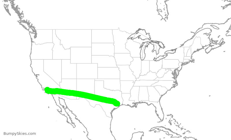 Turbulence forecast map for UAL2372, LAX to IAH