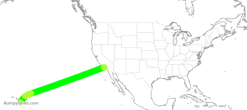Turbulence forecast map for UAL2373, LAX to KOA