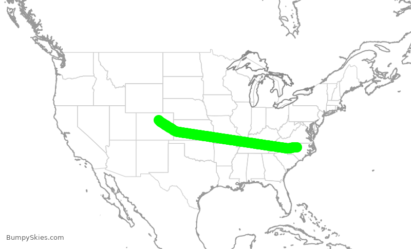 Turbulence forecast map for UAL2376, RDU to DEN