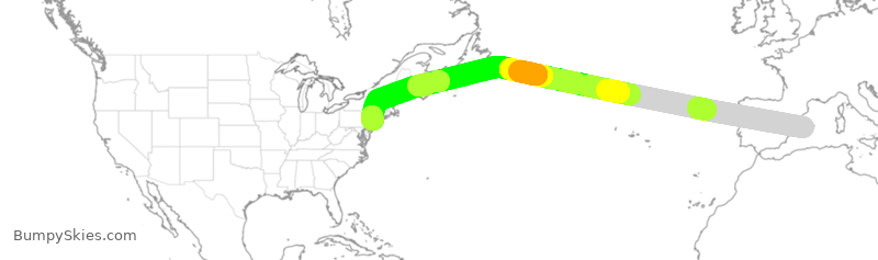 Turbulence forecast map for UAL237, PMI to EWR