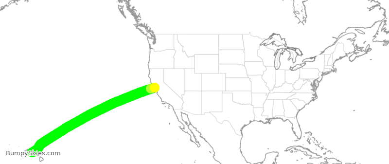 Turbulence forecast map for UAL2380, SFO to HNL