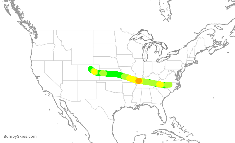 Turbulence forecast map for UAL2383, RDU to DEN