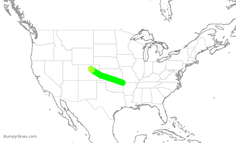 Turbulence forecast map for UAL2383, XNA to DEN