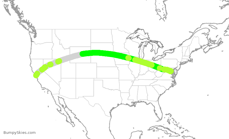 Turbulence forecast map for UAL2386, SFO to DCA