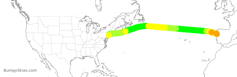 Turbulence forecast map for UAL238, EWR to OPO