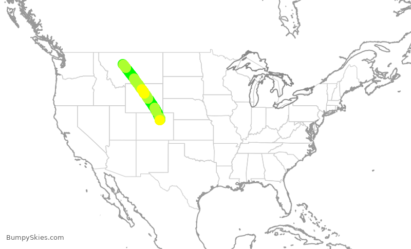 Turbulence forecast map for UAL2390, DEN to GTF