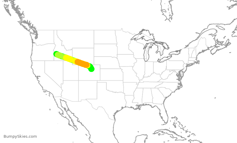 Turbulence forecast map for UAL2395, BOI to DEN