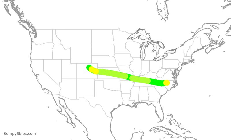 Turbulence forecast map for UAL2395, RDU to DEN