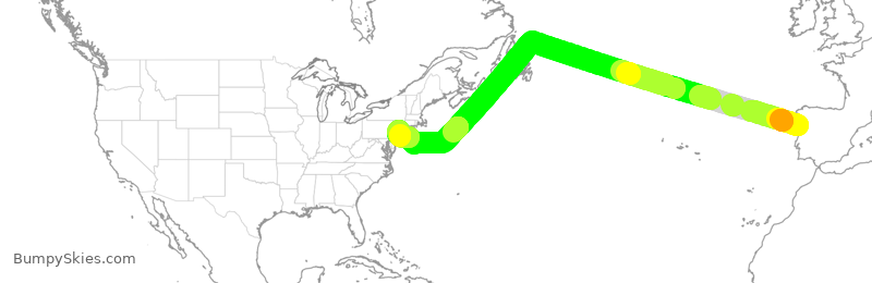 Turbulence forecast map for UAL239, OPO to EWR