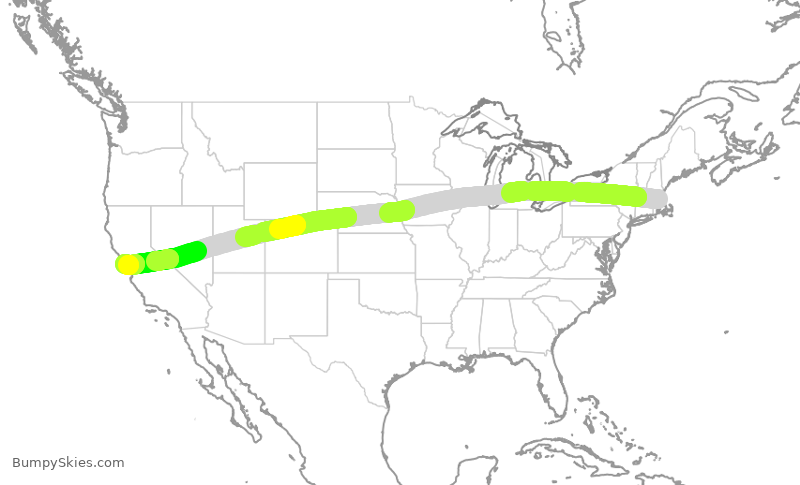 Turbulence forecast map for UAL2400, BOS to SFO