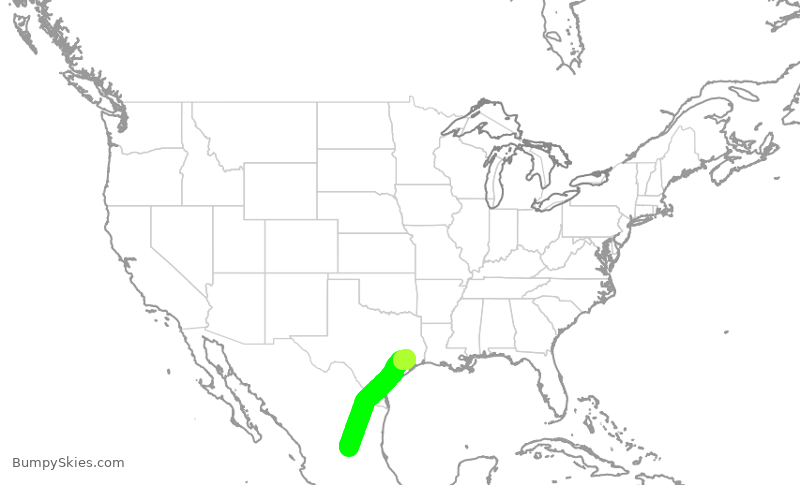Turbulence forecast map for UAL2405, SLP to IAH