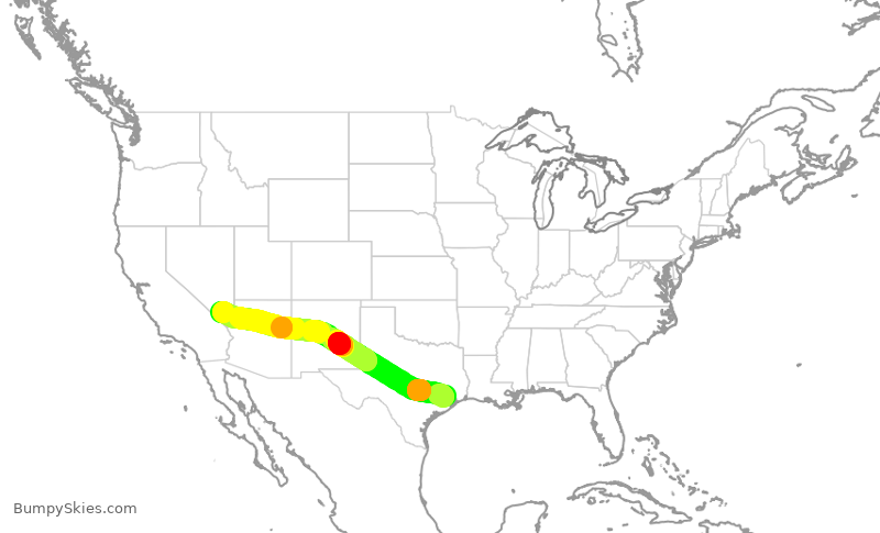Turbulence forecast map for UAL2406, IAH to LAS