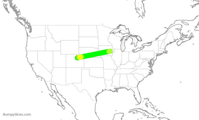 Turbulence forecast map for UAL2412, DEN to CID