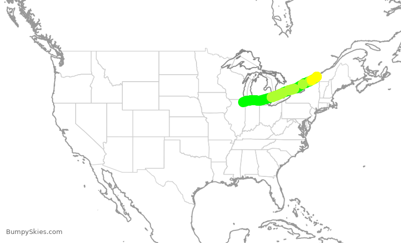 Turbulence forecast map for UAL2417, ORD to YUL