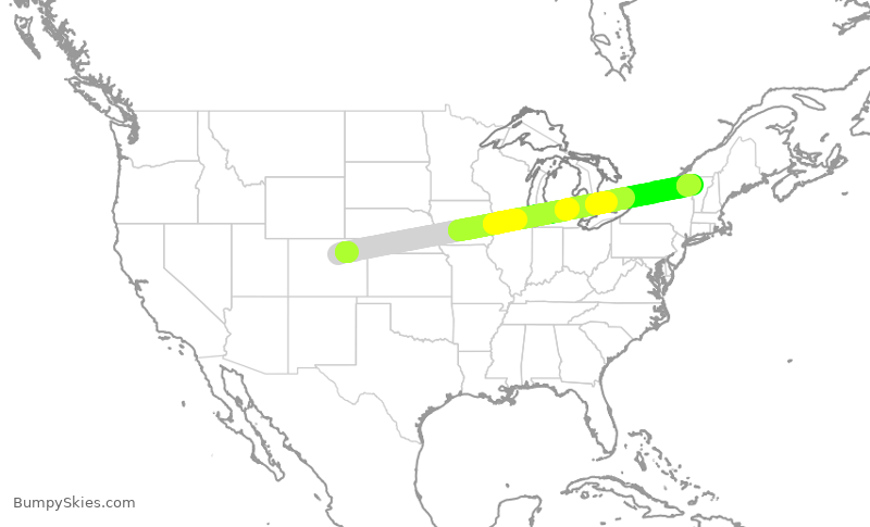 Turbulence forecast map for UAL2418, DEN to BTV