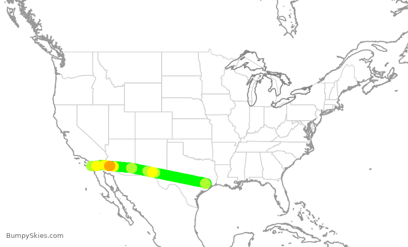 Turbulence forecast map for UAL2418, IAH to SAN