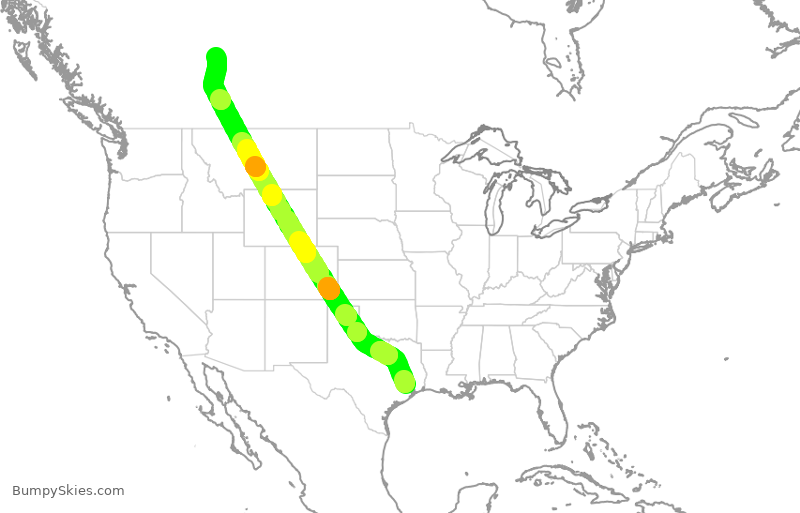 Turbulence forecast map for UAL241, IAH to YEG