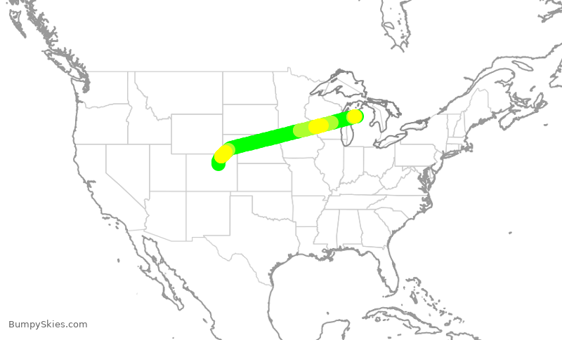 Turbulence forecast map for UAL2420, DEN to TVC
