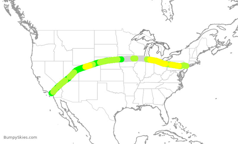 Turbulence forecast map for UAL2423, EWR to SNA
