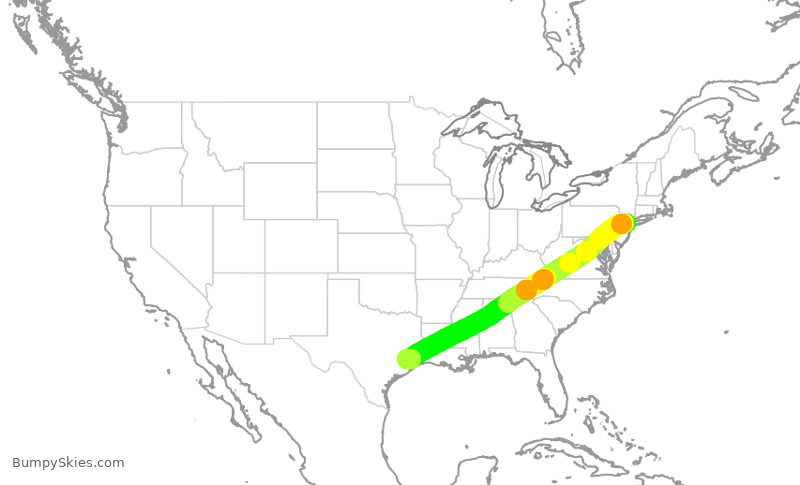 Turbulence forecast map for UAL2425, EWR to IAH