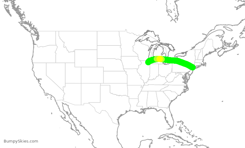 Turbulence forecast map for UAL2426, LGA to ORD