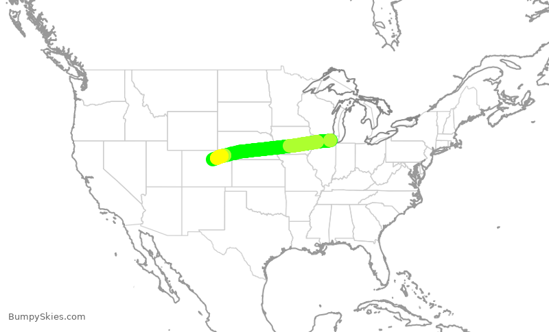 Turbulence forecast map for UAL2431, ORD to DEN