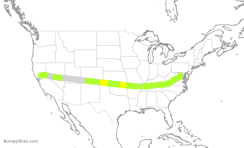Turbulence forecast map for UAL2435, IAD to SMF