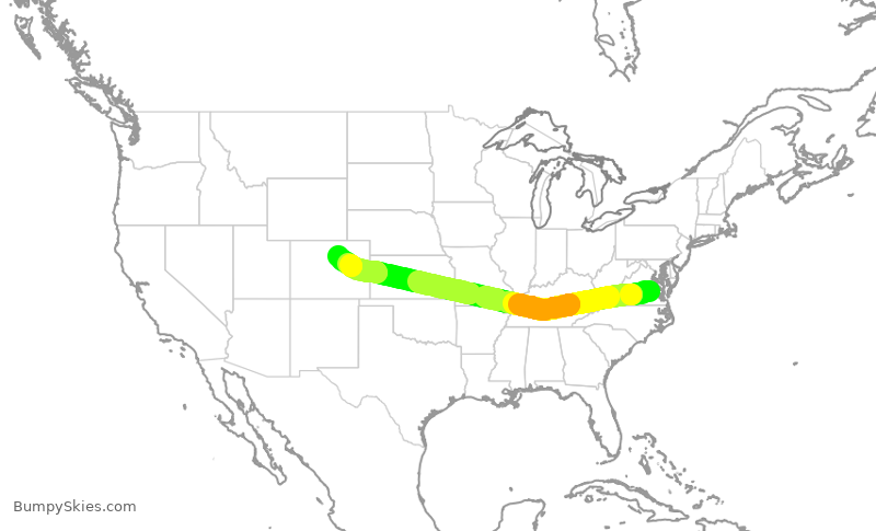 Turbulence forecast map for UAL2438, RIC to DEN