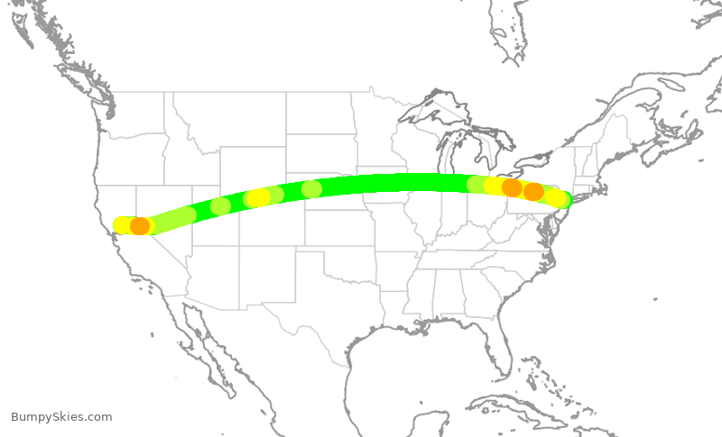 Turbulence forecast map for UAL2438, SMF to EWR