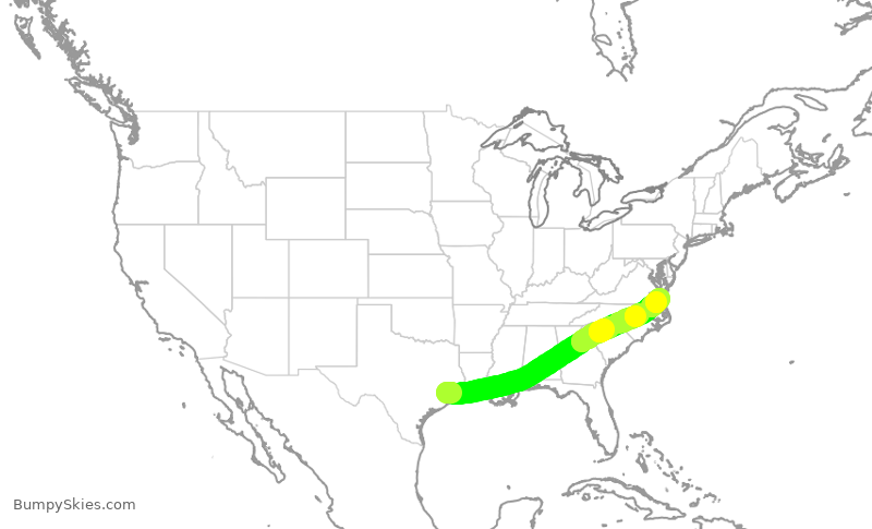 Turbulence forecast map for UAL2439, IAH to ORF
