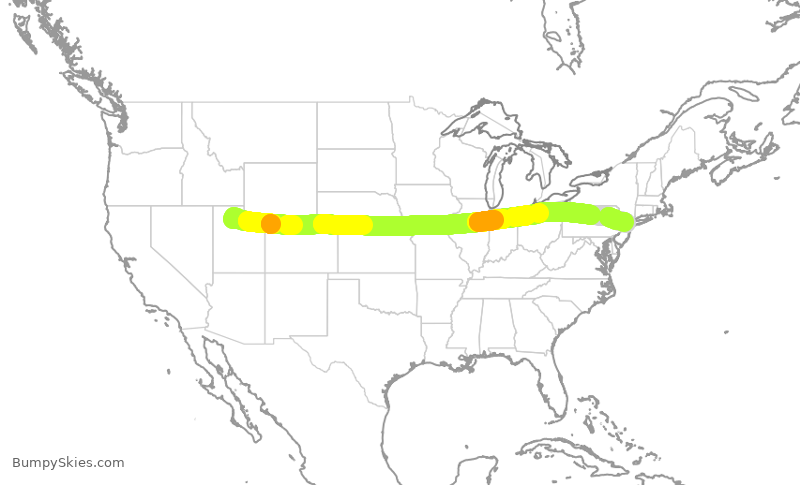 Turbulence forecast map for UAL2444, SLC to EWR