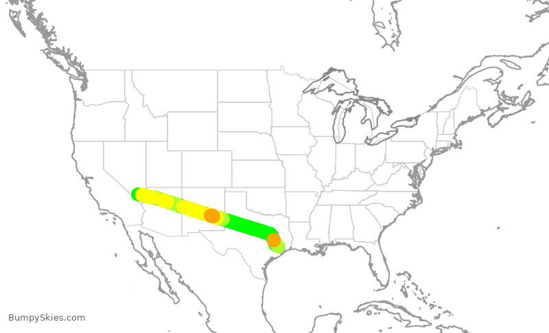 Turbulence forecast map for UAL2449, LAS to IAH
