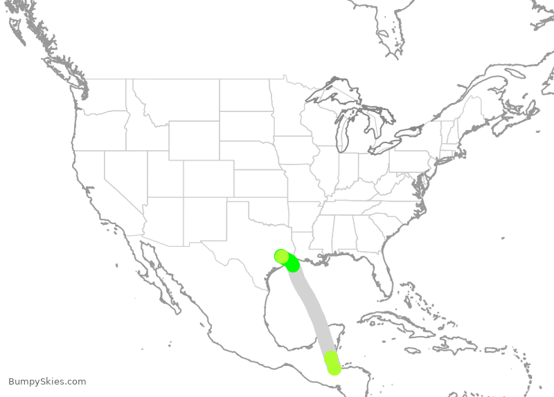 Turbulence forecast map for UAL2450, SAP to IAH