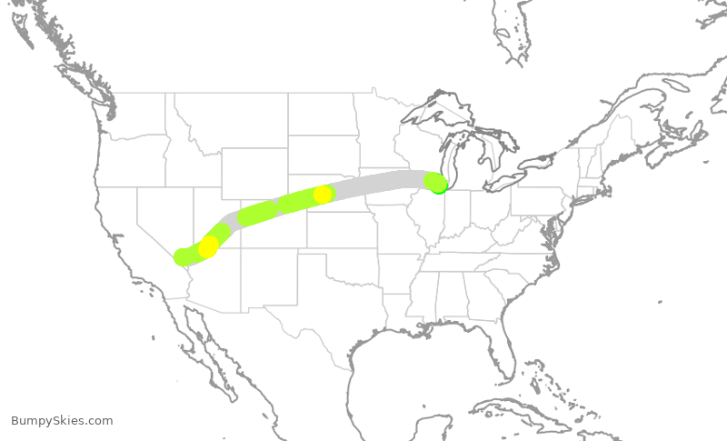 Turbulence forecast map for UAL2458, LAS to ORD