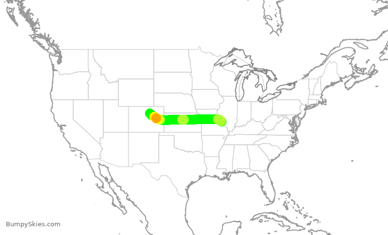 Turbulence forecast map for UAL2459, STL to DEN