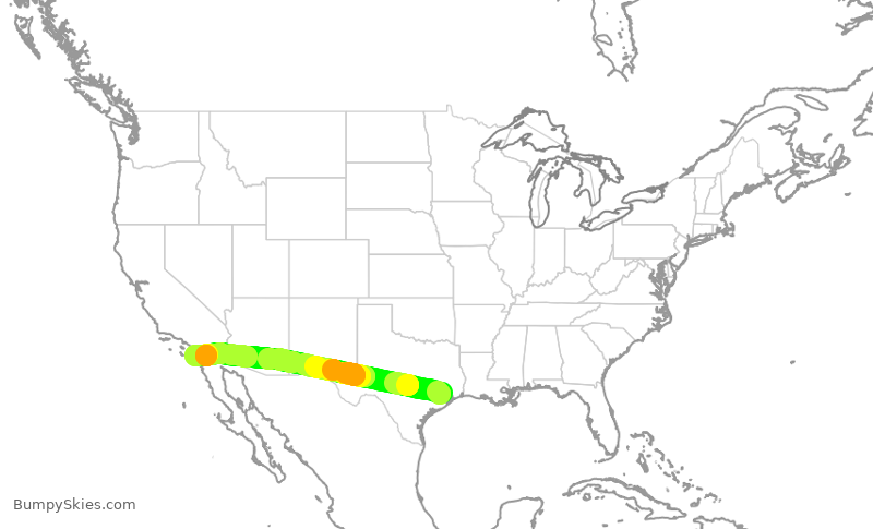 Turbulence forecast map for UAL2461, IAH to SAN