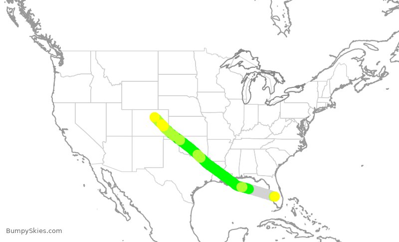 Turbulence forecast map for UAL2464, DJT to DEN