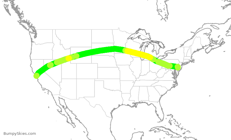 Turbulence forecast map for UAL2467, SFO to PHL